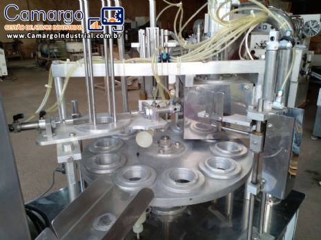 Envasadora semi autom�tica para potes com selo alum�nio Mirainox